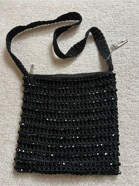 GUESS Black Beaded Crochet Crossbody Bag - new without tags
